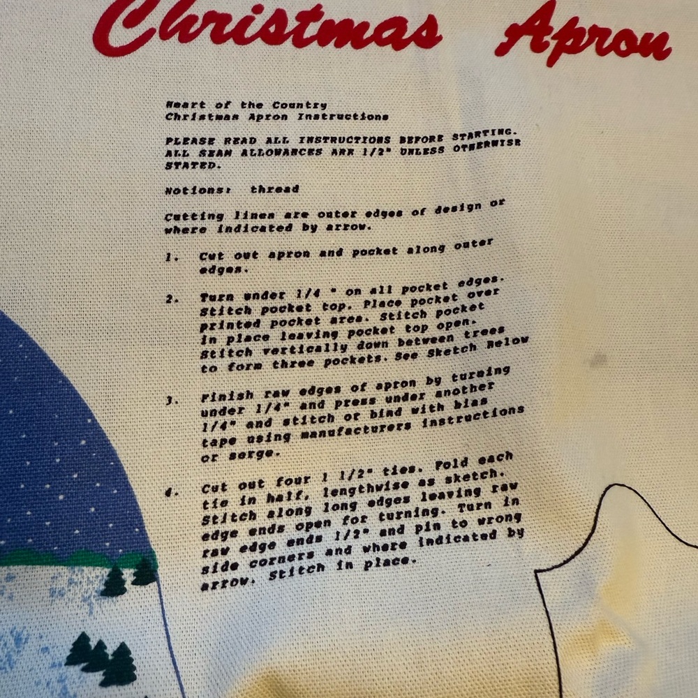 1992 vintage Fabric Traditions heart of the country of Christmas apron. Handmade - Picture 7 of 10